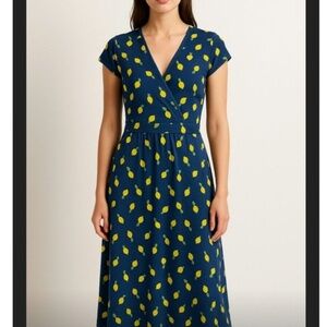 Boden Lola Lemon Print Dress 4R